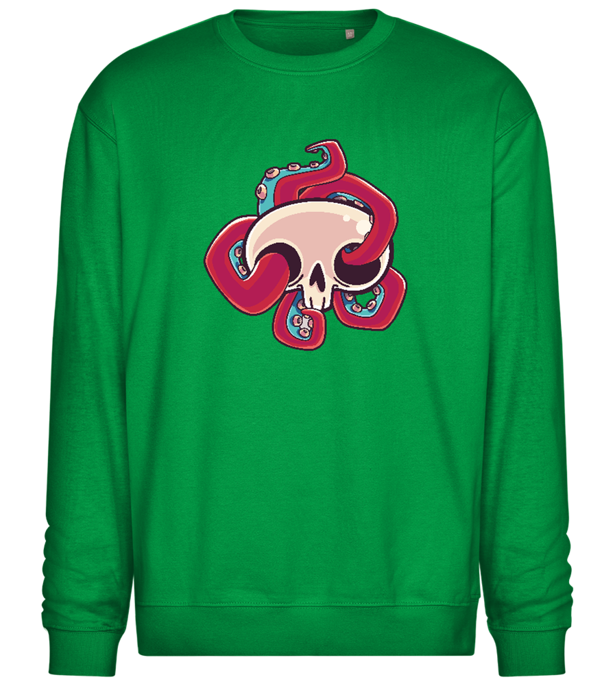 Squid Skull Design - Comfort Essential Unisex Sweater_MEADOW GREEN_front