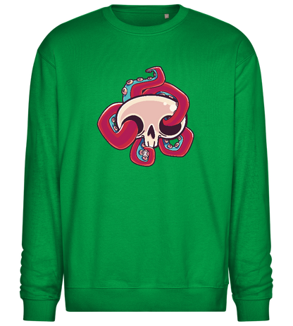 Squid Skull Design - Comfort Essential Unisex Sweater_MEADOW GREEN_front