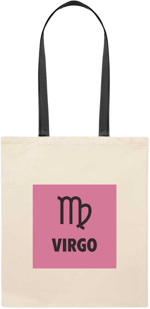 Virgo Zodiac Sign Design - Essential colored handle tote bag_BLACK_front