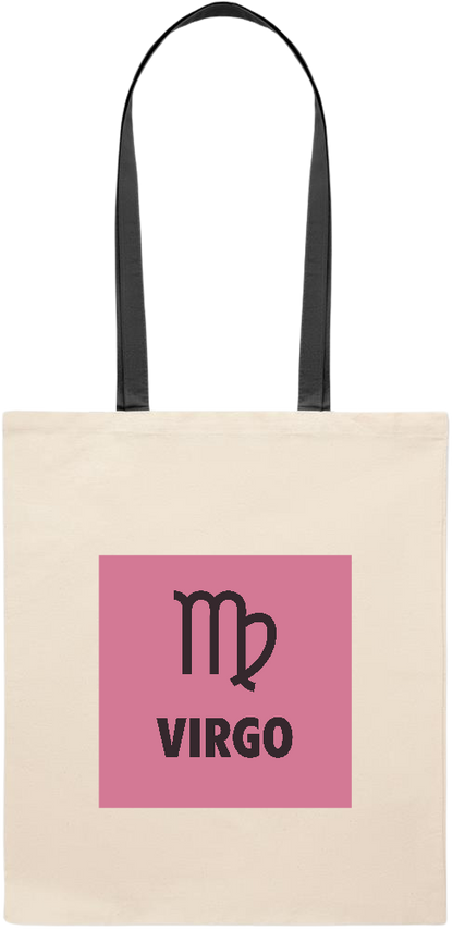 Virgo Zodiac Sign Design - Essential colored handle tote bag_BLACK_front