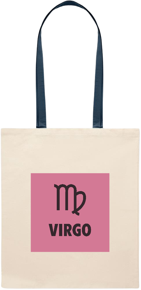 Virgo Zodiac Sign Design - Essential colored handle tote bag_BLUE_front