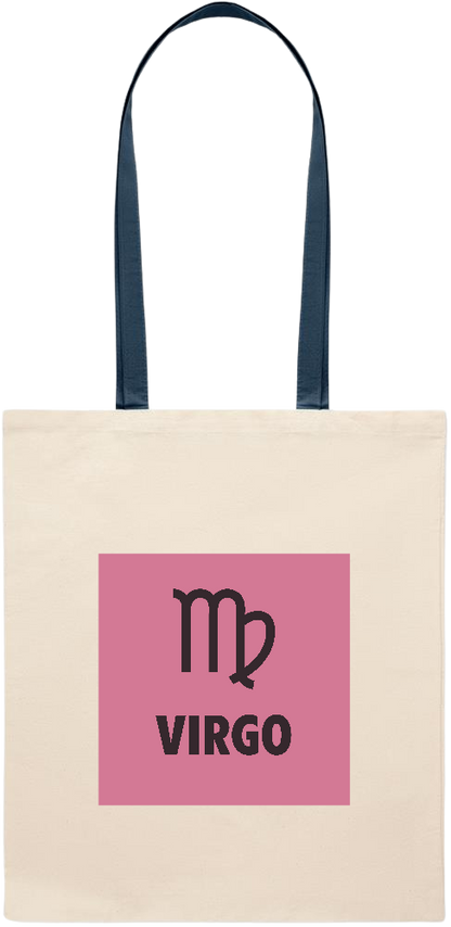 Virgo Zodiac Sign Design - Essential colored handle tote bag_BLUE_front