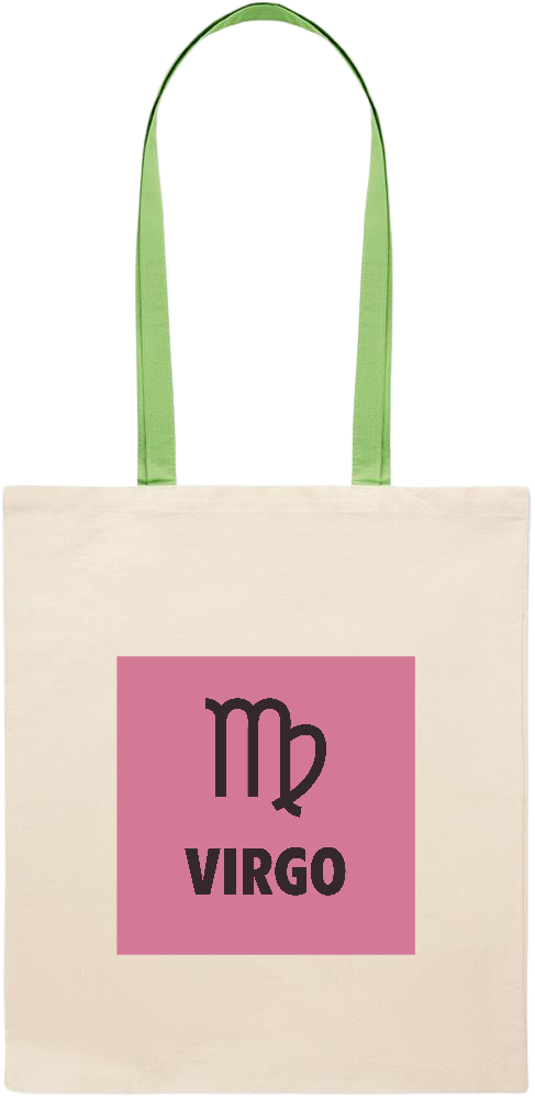 Virgo Zodiac Sign Design - Essential colored handle tote bag_LIME_front