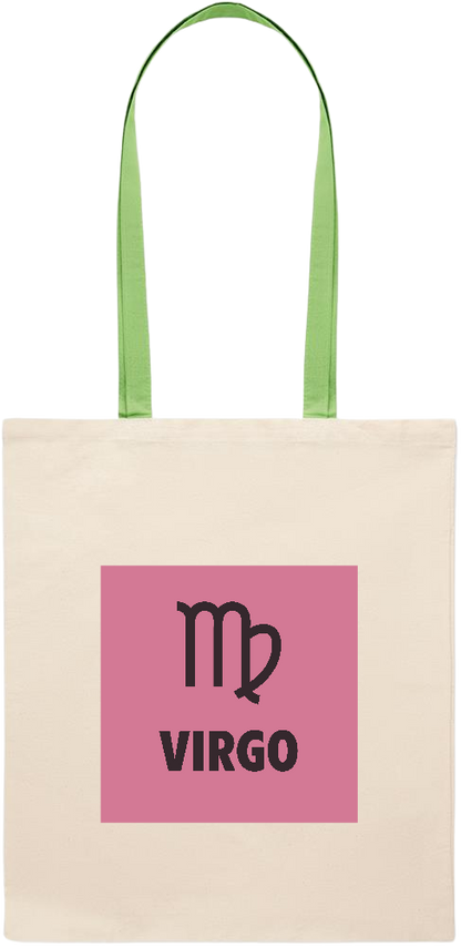 Virgo Zodiac Sign Design - Essential colored handle tote bag_LIME_front