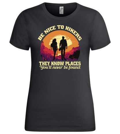 Be Nice to Hikers Design - Premium women's t-shirt_DARK GRAY_front