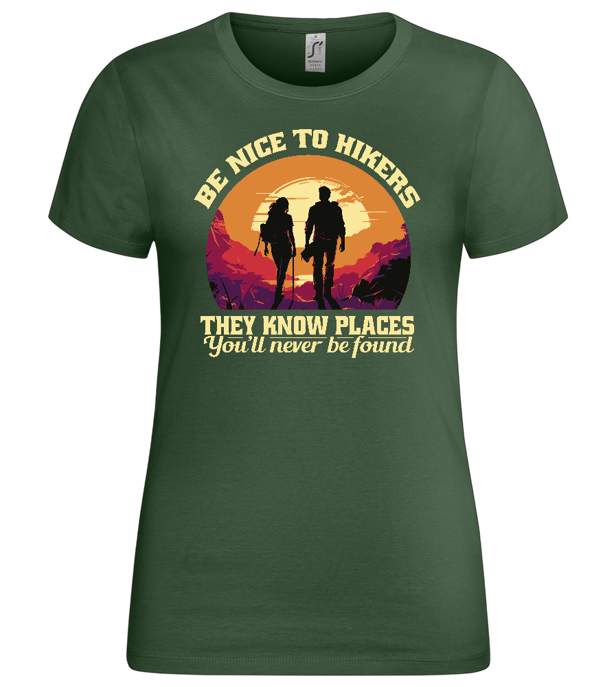 Be Nice to Hikers Design - Premium women's t-shirt_GREEN BOTTLE_front