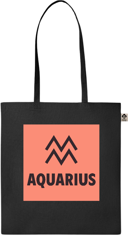 Zodiac Aquarius Design - Essential colored organic cotton tote bag_BLACK_front