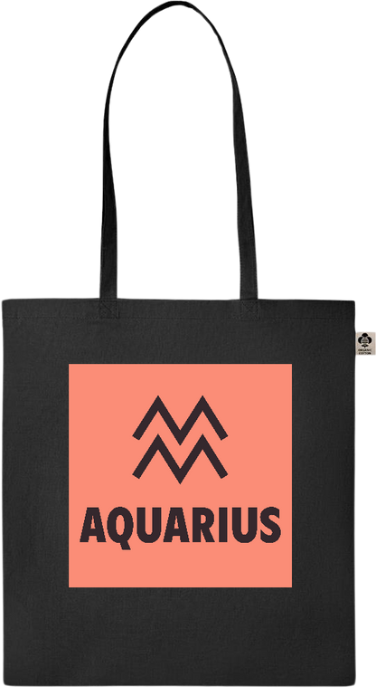 Zodiac Aquarius Design - Essential colored organic cotton tote bag_BLACK_front