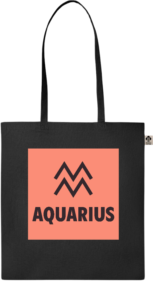 Zodiac Aquarius Design - Essential colored organic cotton tote bag_BLACK_front