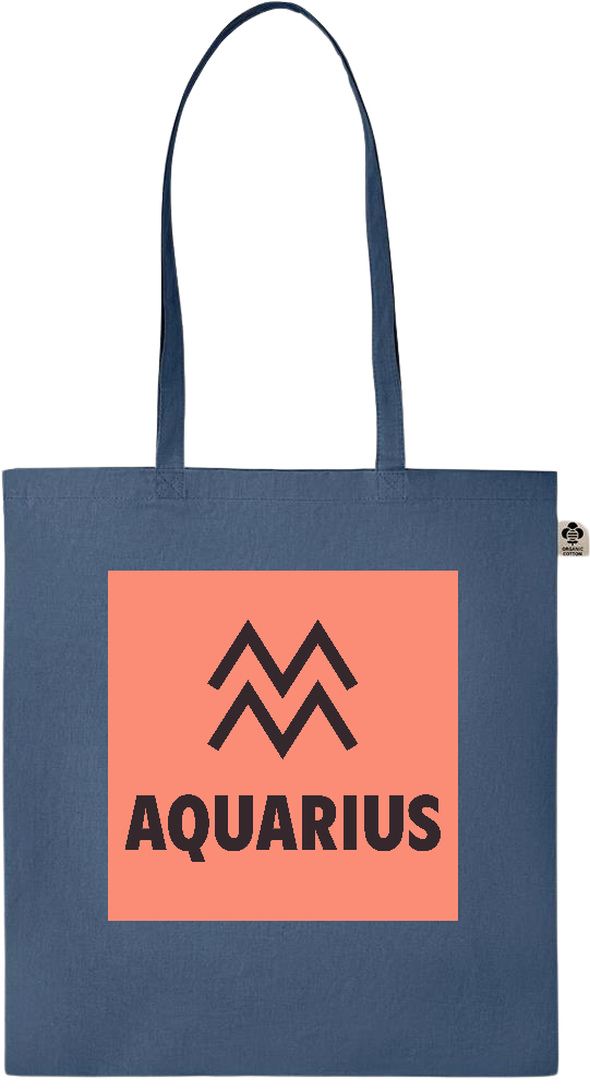 Zodiac Aquarius Design - Essential colored organic cotton tote bag_BLUE_front