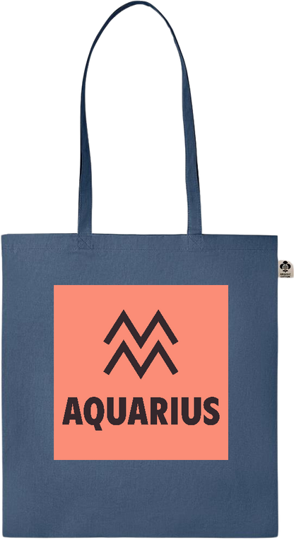 Zodiac Aquarius Design - Essential colored organic cotton tote bag_BLUE_front