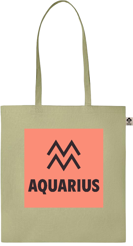 Zodiac Aquarius Design - Essential colored organic cotton tote bag_GREEN_front