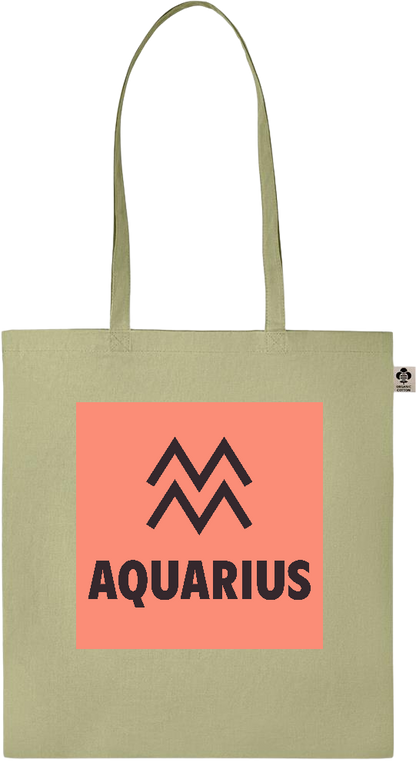 Zodiac Aquarius Design - Essential colored organic cotton tote bag_GREEN_front