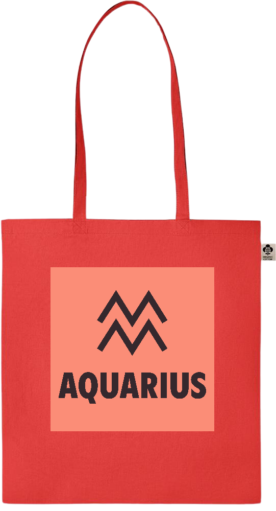 Zodiac Aquarius Design - Essential colored organic cotton tote bag_RED_front