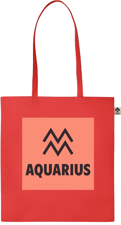 Zodiac Aquarius Design - Essential colored organic cotton tote bag_RED_front