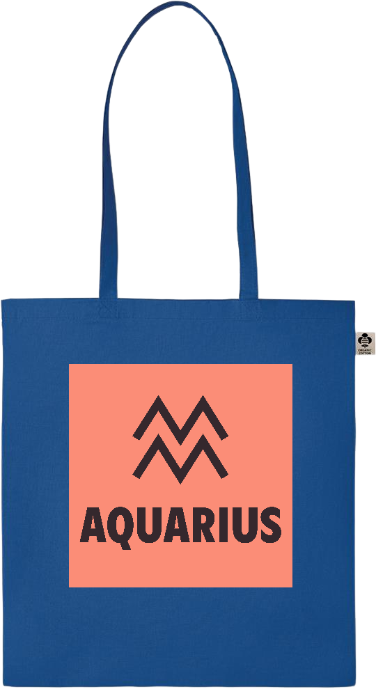 Zodiac Aquarius Design - Essential colored organic cotton tote bag_ROYAL BLUE_front