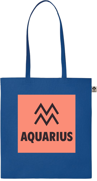 Zodiac Aquarius Design - Essential colored organic cotton tote bag_ROYAL BLUE_front