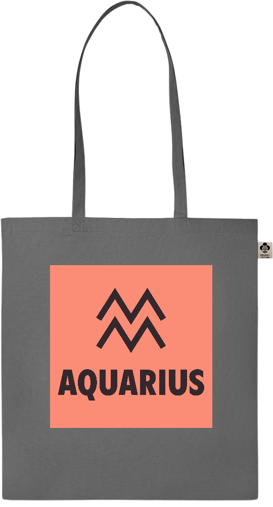 Zodiac Aquarius Design - Essential colored organic cotton tote bag_STONE GREY_front