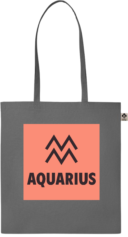 Zodiac Aquarius Design - Essential colored organic cotton tote bag_STONE GREY_front