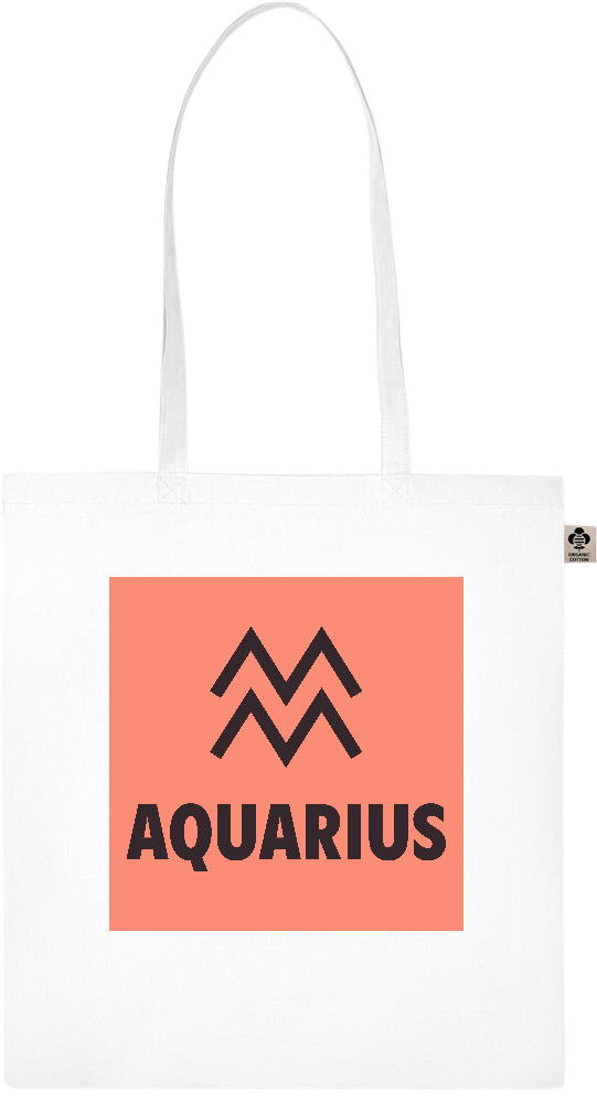 Zodiac Aquarius Design - Essential colored organic cotton tote bag_WHITE_front