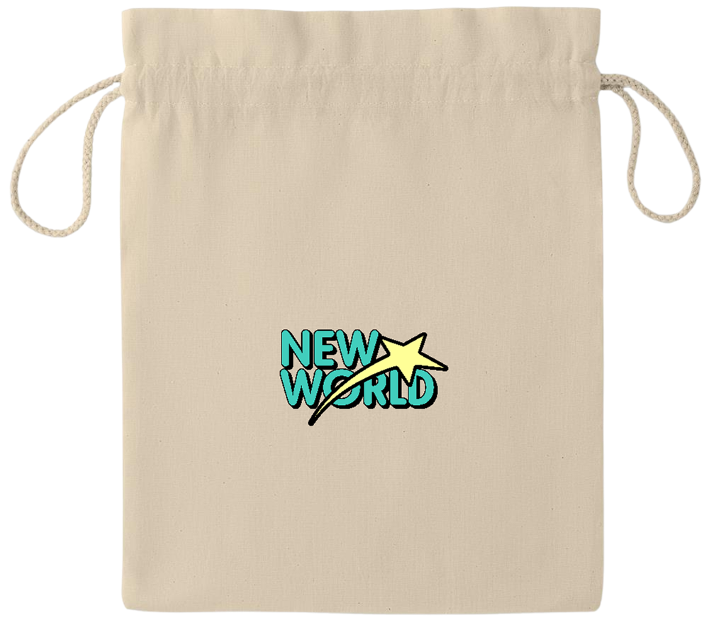 New World Design - Essential medium drawcord gift bag_BEIGE_front