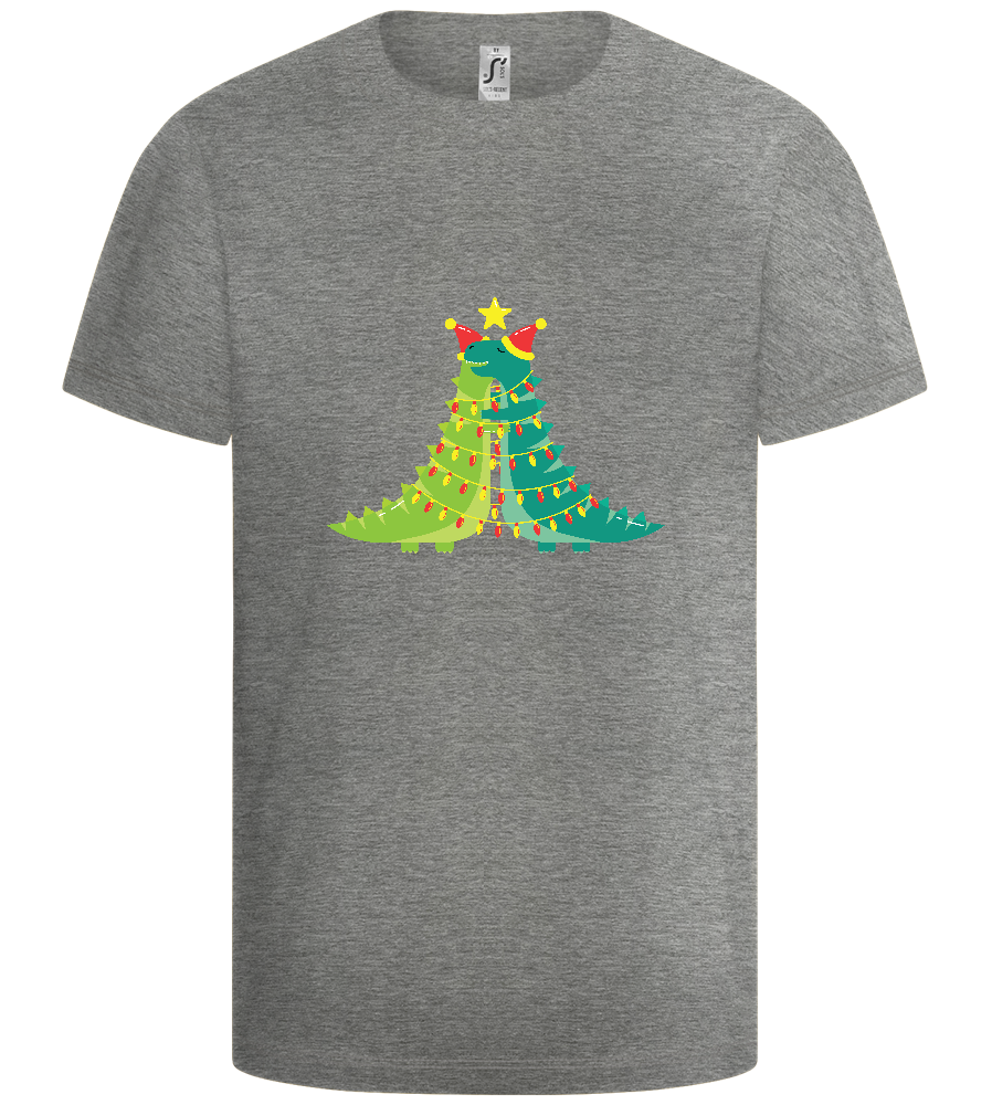 Dino Christmas Tree Design - Basic kids t-shirt_ORION GREY_front