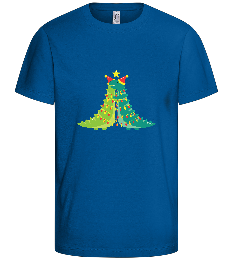 Dino Christmas Tree Design - Basic kids t-shirt_ROYAL_front