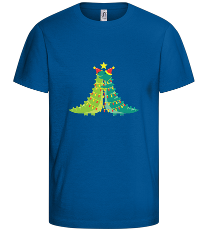 Dino Christmas Tree Design - Basic kids t-shirt_ROYAL_front