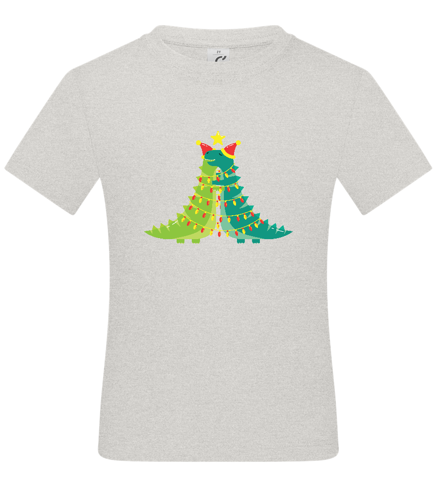 Dino Christmas Tree Design - Basic kids t-shirt_VIBRANT WHITE_front