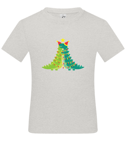 Dino Christmas Tree Design - Basic kids t-shirt_VIBRANT WHITE_front