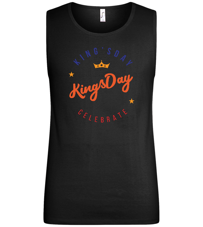 Celebrate Kingsday Crown Design - Basic men's tank top_DEEP BLACK_front