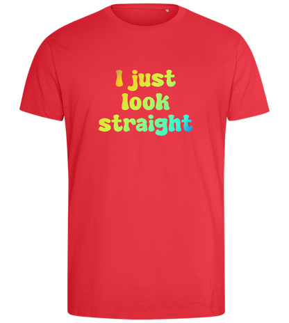 I Just Look Straight Design - Comfort men's fitted t-shirt_BRIGHT RED_front