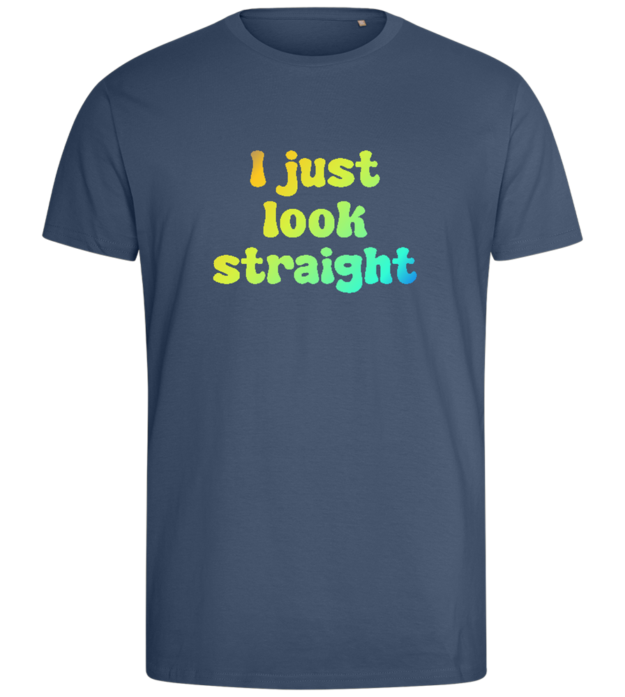 I Just Look Straight Design - Comfort men's fitted t-shirt_DENIM_front