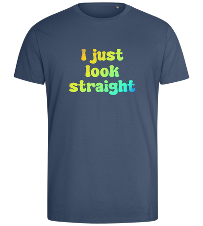 I Just Look Straight Design - Comfort men's fitted t-shirt_DENIM_front