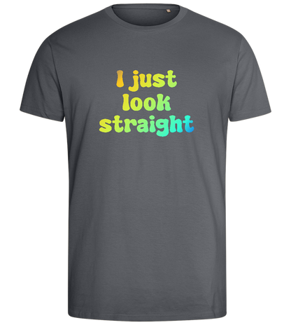 I Just Look Straight Design - Comfort men's fitted t-shirt_MOUSE GREY_front