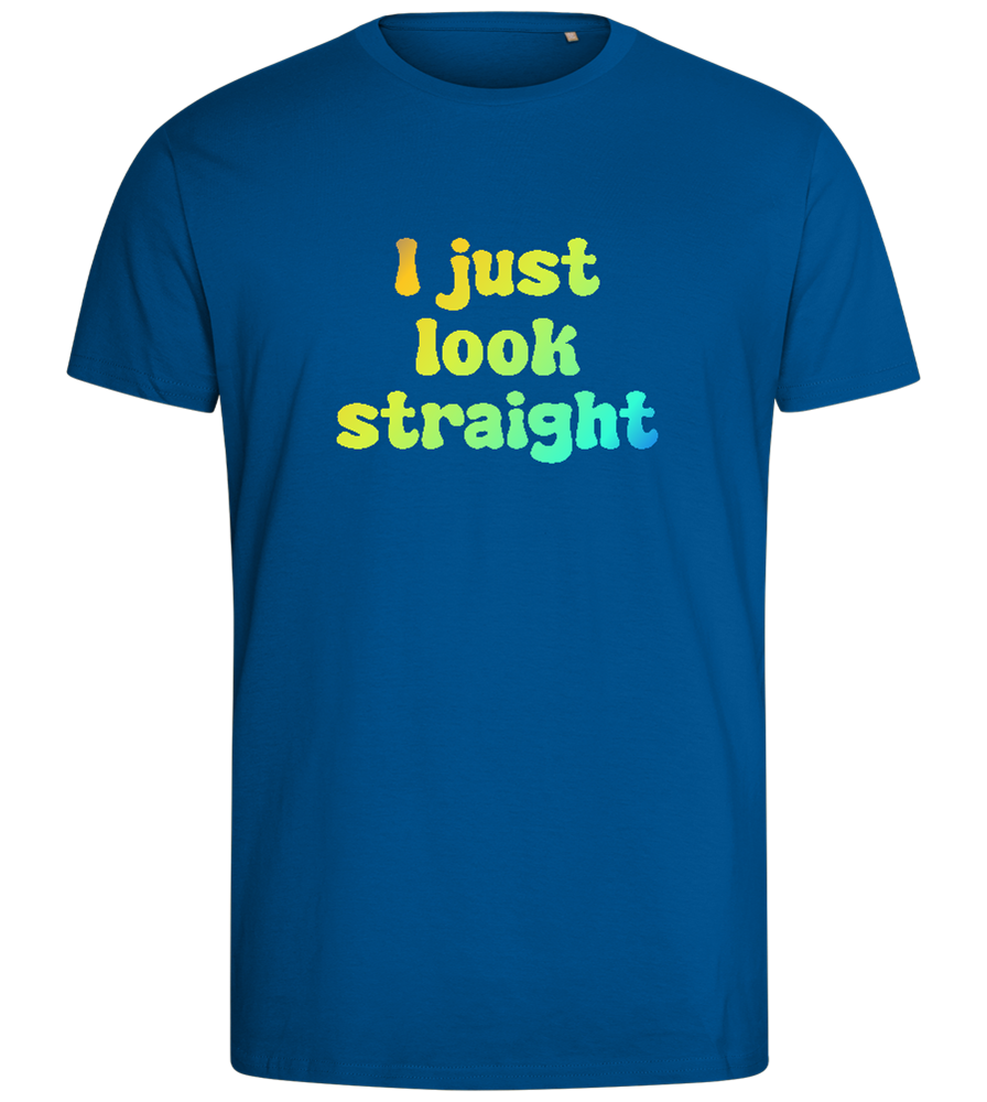 I Just Look Straight Design - Comfort men's fitted t-shirt_ROYAL_front