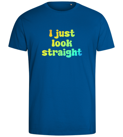 I Just Look Straight Design - Comfort men's fitted t-shirt_ROYAL_front