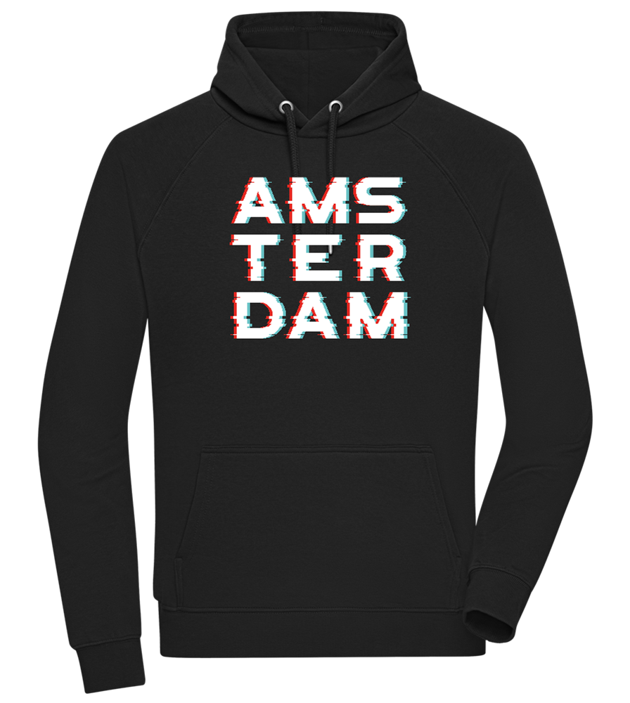 Glitched Amsterdam Design - Comfort unisex hoodie_BLACK_front