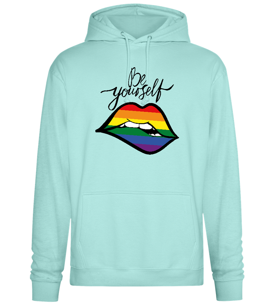 Be Yourself Rainbow Lips Design - Premium Essential Unisex Hoodie_ARCTIC BLUE_front