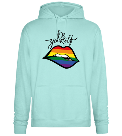 Be Yourself Rainbow Lips Design - Premium Essential Unisex Hoodie_ARCTIC BLUE_front