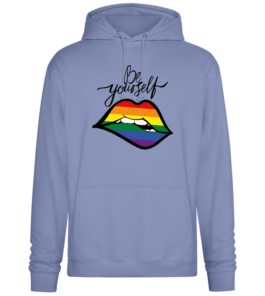 Be Yourself Rainbow Lips Design - Premium Essential Unisex Hoodie_BLUE_front