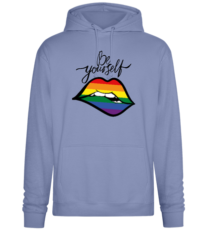 Be Yourself Rainbow Lips Design - Premium Essential Unisex Hoodie_BLUE_front