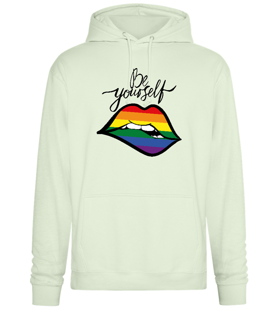 Be Yourself Rainbow Lips Design - Premium Essential Unisex Hoodie_CREAMY GREEN_front