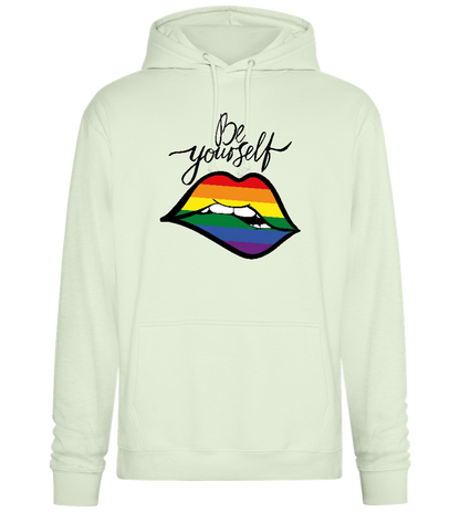 Be Yourself Rainbow Lips Design - Premium Essential Unisex Hoodie_CREAMY GREEN_front