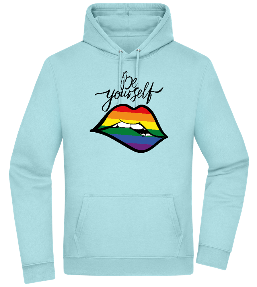 Be Yourself Rainbow Lips Design - Premium Essential Unisex Hoodie_POOL BLUE_front