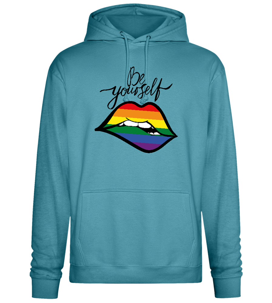 Be Yourself Rainbow Lips Design - Premium Essential Unisex Hoodie_POOL BLUE_front