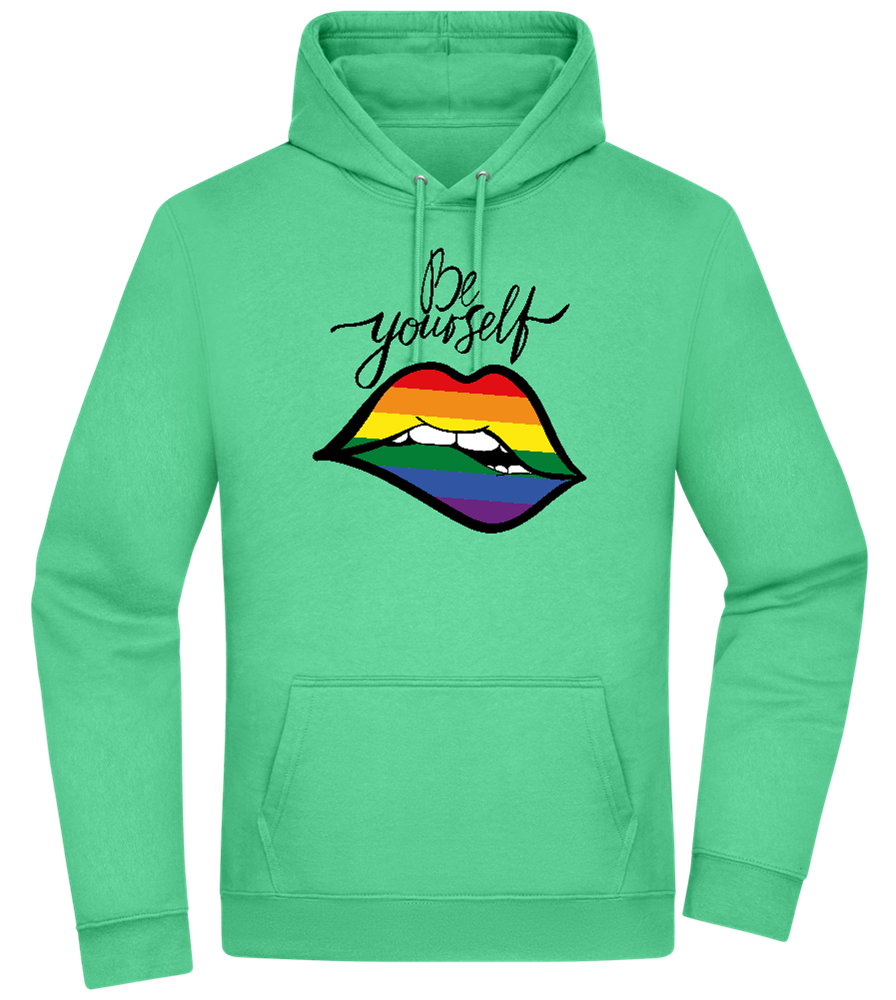 Be Yourself Rainbow Lips Design - Premium Essential Unisex Hoodie_SPRING GREEN_front