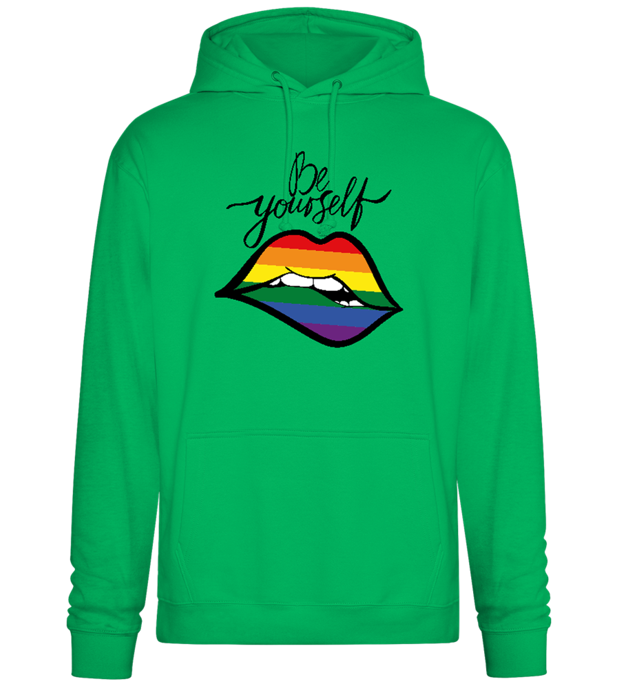 Be Yourself Rainbow Lips Design - Premium Essential Unisex Hoodie_SPRING GREEN_front