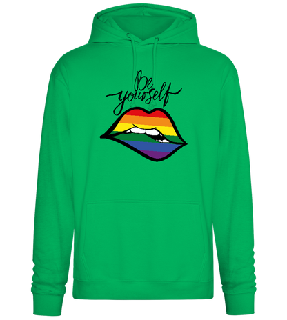 Be Yourself Rainbow Lips Design - Premium Essential Unisex Hoodie_SPRING GREEN_front