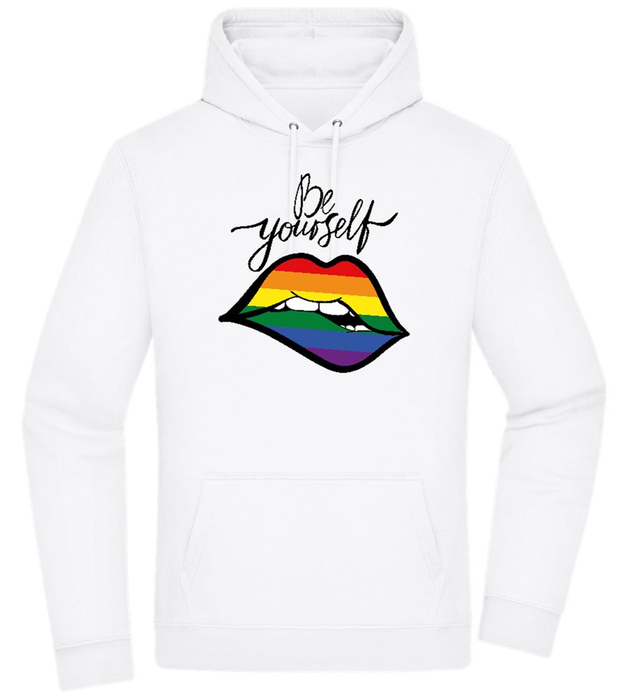 Be Yourself Rainbow Lips Design - Premium Essential Unisex Hoodie_WHITE_front